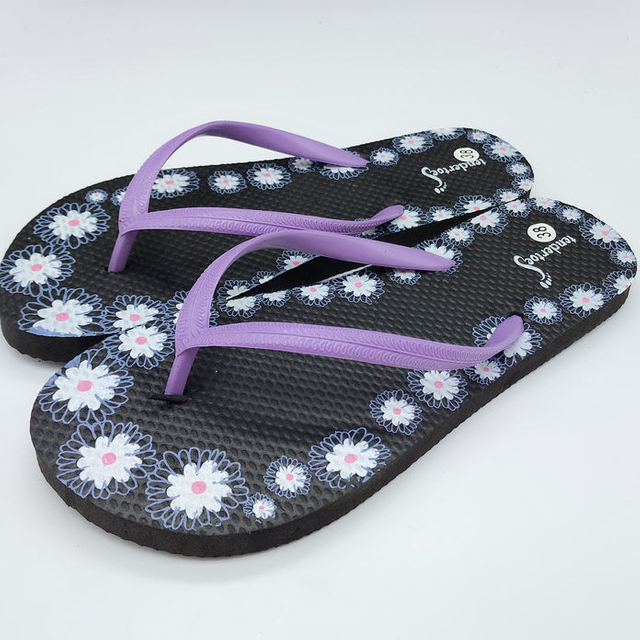 2024 Hot Selling Africa Women Flip Flops Pvc Upper Flower Print Slipper
