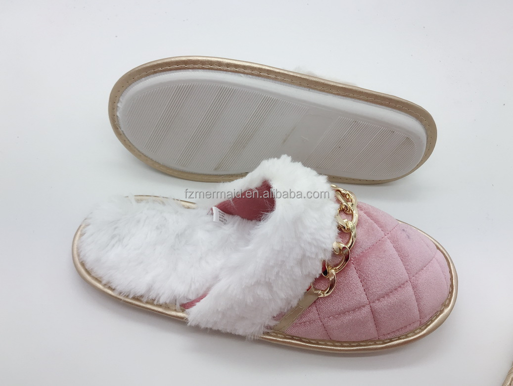 2024 Custom Winter Fashion Simple Home Women Winter Fur Warm Cute House Slippers Indoor for Lady