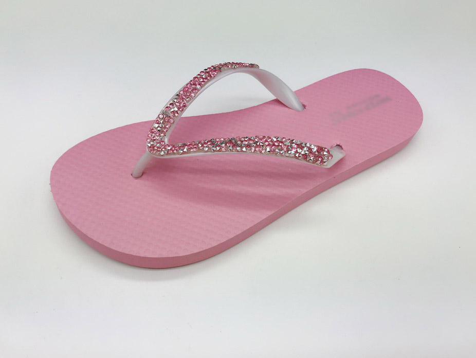 Custom Logo Diamond Women Ladies Wedge Sandal Slipper Cheap Beach PVC Strap Flip Flop