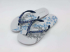 2019 Factory New Arrival Fashion Women Flip Flop Flower Print Rubber Outsole Slipper Pvc Diamond Strap