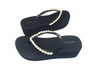 2024 High Quality Cheap Factory Manufacture Fashion Pearl Wedge Shoes Flip Flop Slipper Ladies Heel Shoes