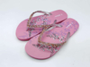 2019 Factory New Arrival Fashion Women Flip Flop Flower Print Rubber Outsole Slipper Pvc Diamond Strap