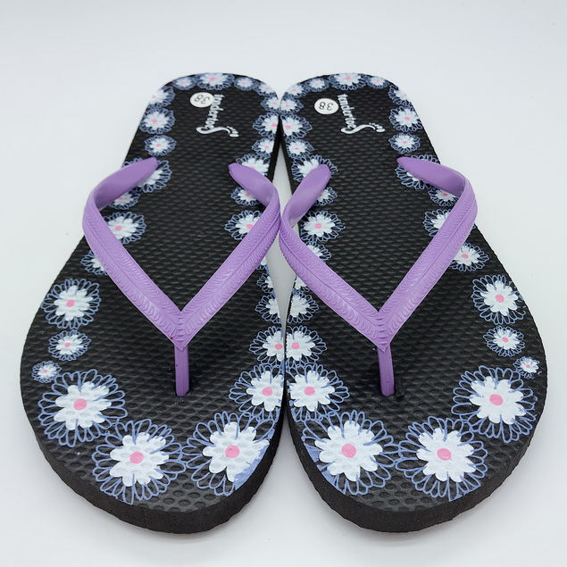 2024 Hot Selling Africa Women Flip Flops Pvc Upper Flower Print Slipper