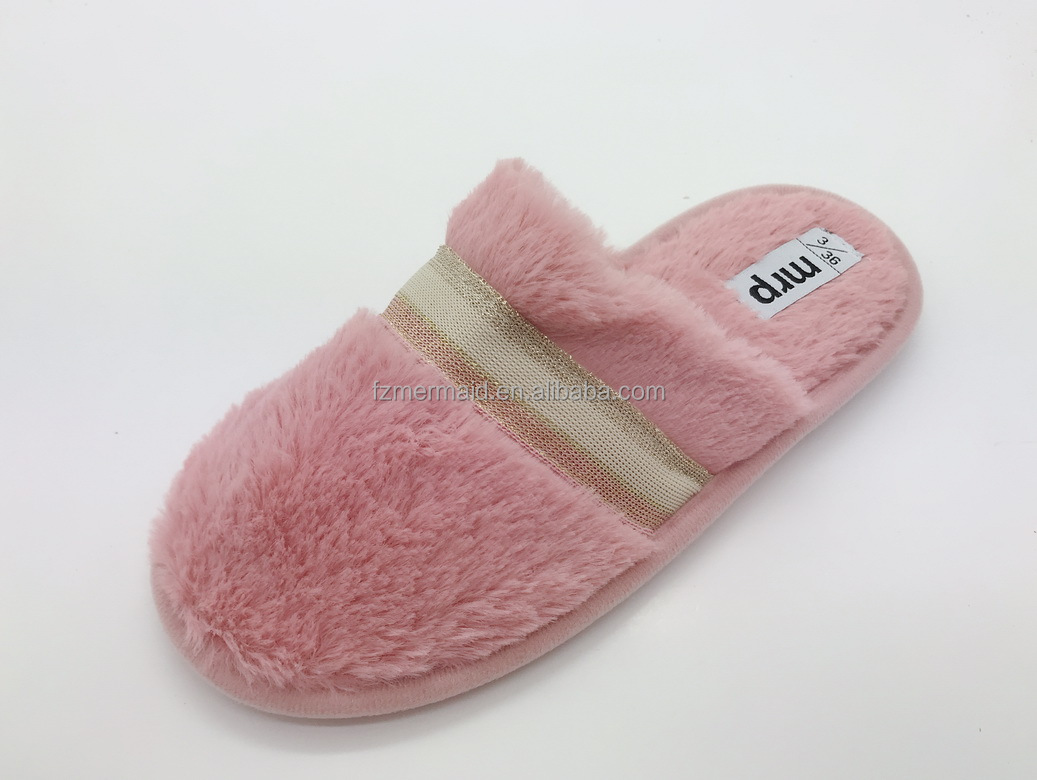 2024 Custom Winter Fashion Simple Home Women Winter Fur Warm Cute House Slippers Indoor for Lady