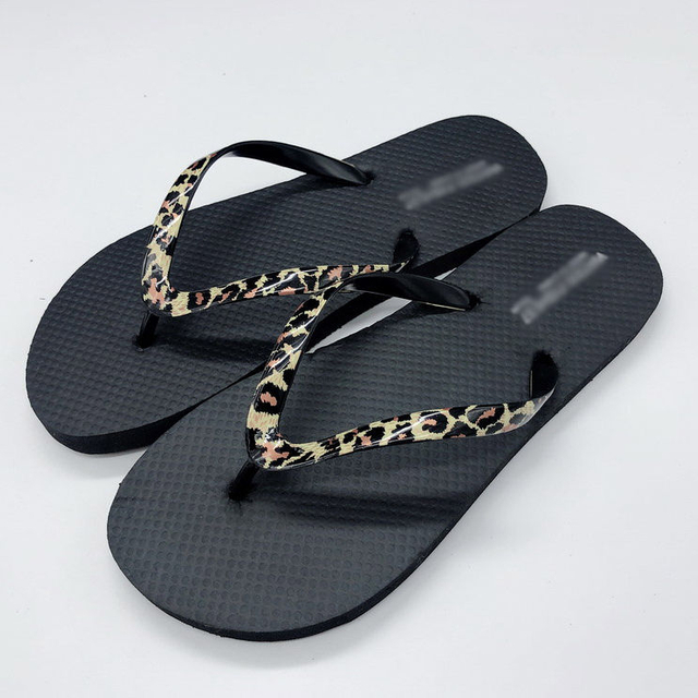 2024hot Sell Summer Film Leopard Upper Slipper for Lady Women Rubber Beach Flip Flops for Outdoor