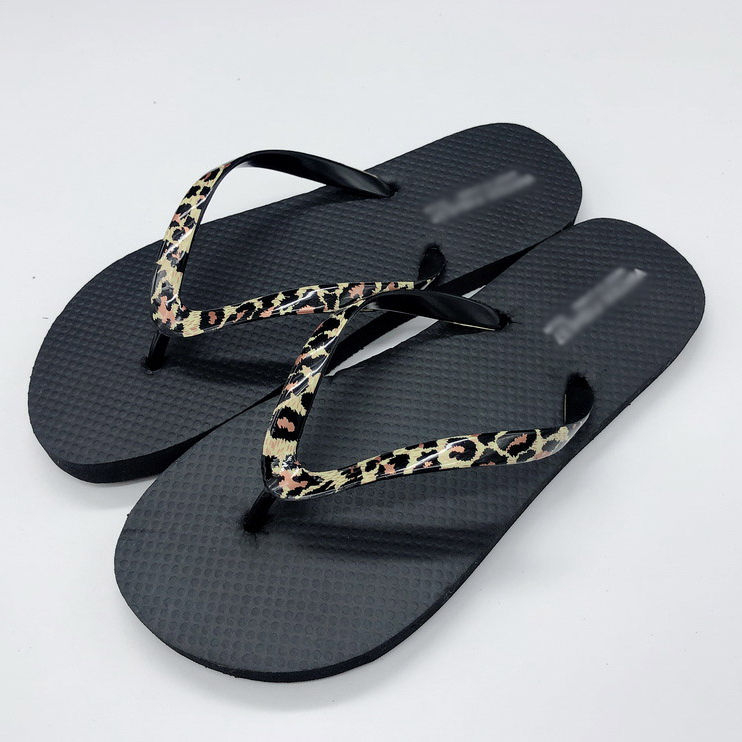 2024hot Sell Summer Film Leopard Upper Slipper for Lady Women Rubber Beach Flip Flops for Outdoor