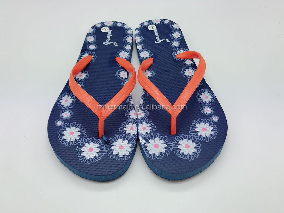 2024 Hot Selling Africa Women Flip Flops Pvc Upper Flower Print Slipper