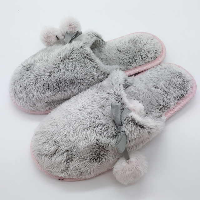 2024 Custom Winter Fashion Simple Home Women Winter Fur Warm Cute House Slippers Indoor for Lady