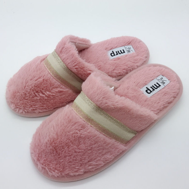 Custom Winter Fashion One Strap Simple Home Flip Flops Women Fluffy Plush Slipper Fur Fluffy Indoor House Slippers