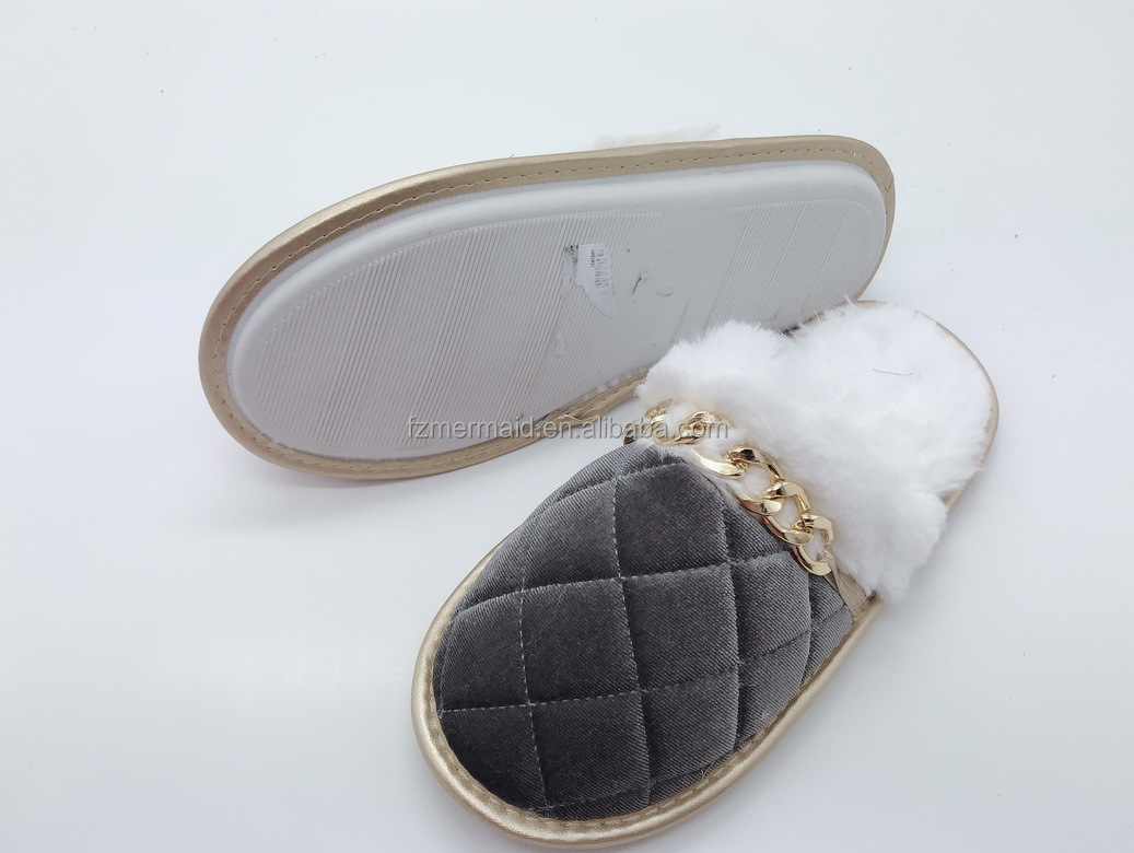 2024 Custom Winter Fashion Simple Home Women Winter Fur Warm Cute House Slippers Indoor for Lady