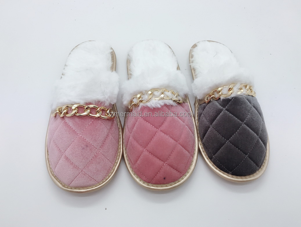2024 Custom Winter Fashion Simple Home Women Winter Fur Warm Cute House Slippers Indoor for Lady