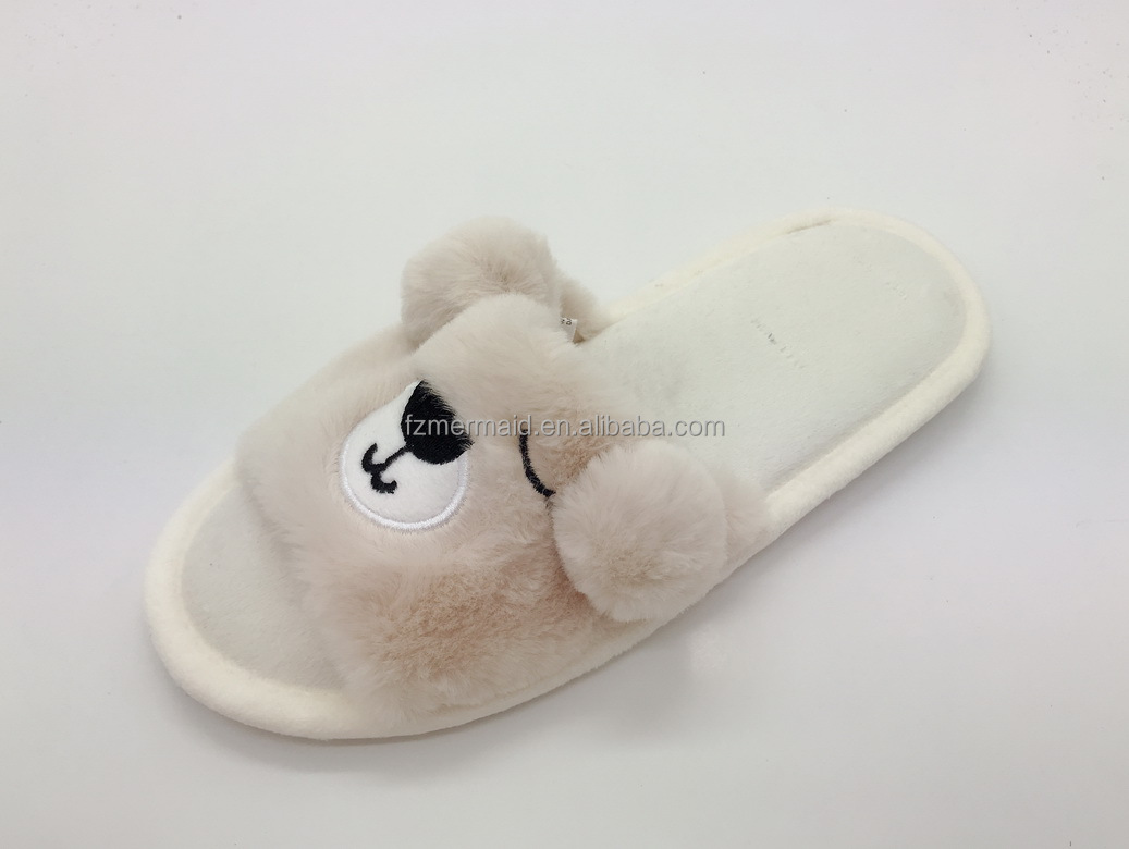 2024 Custom Winter Fashion Simple Home Women Winter Fur Warm Cute House Slippers Indoor for Lady
