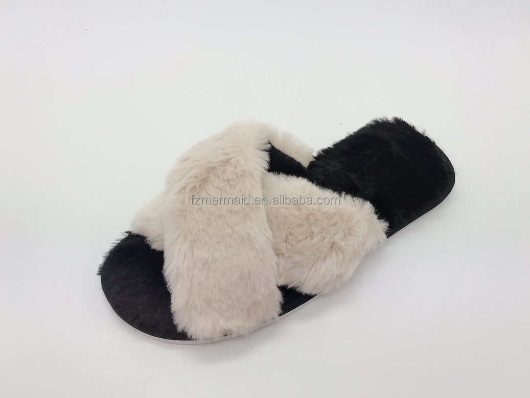 2024 Custom Winter Fashion Simple Home Women Winter Fur Warm Cute House Slippers Indoor for Lady